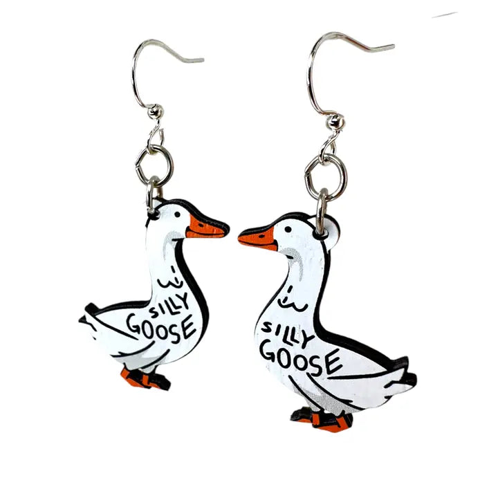 Wooden Earrings - Silly Goose