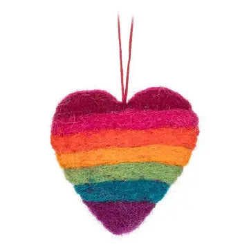 Rainbow Stripe Heart Ornament Mini 2.25"