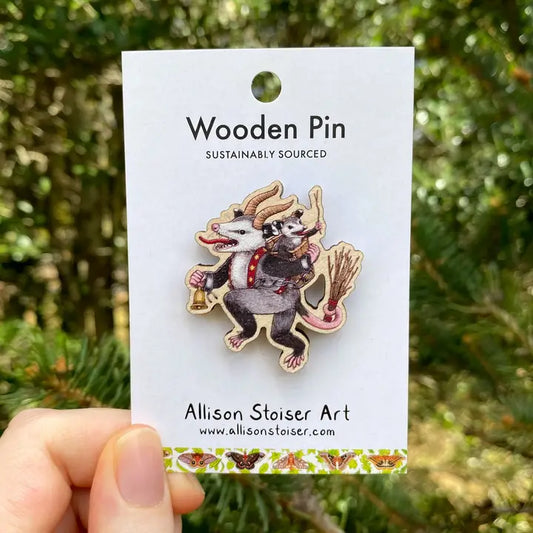 Krampus Opossum Wooden Pin