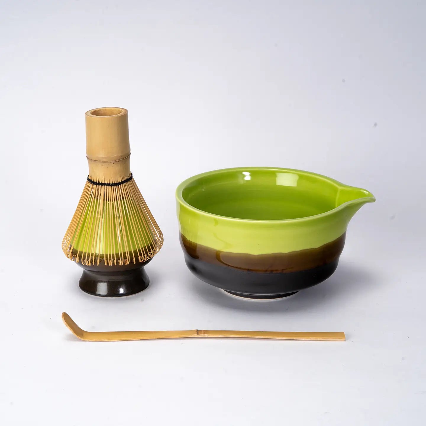 4 Piece Ceremonial Matcha Bowl, Whisk, stand and Scoop Set