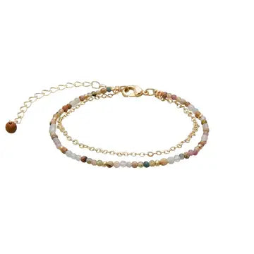 Peace + Love + Happiness 2mm Layered Silver Chakra Bracelet