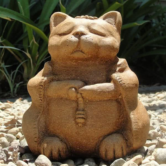 Meditating Brown Cat Statue- Small