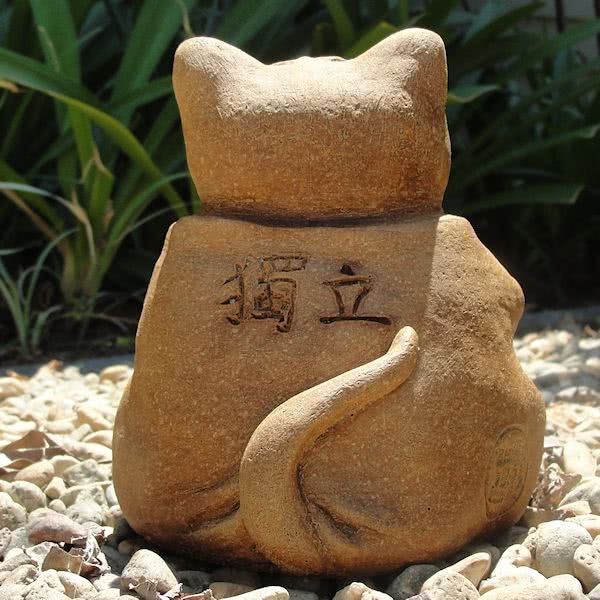 Meditating Brown Cat Statue- Small