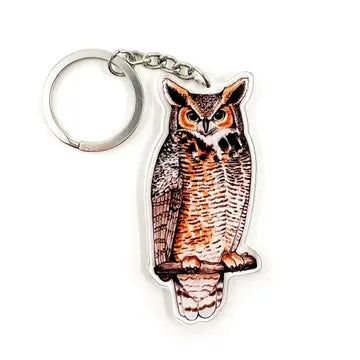 Great Horned Owl Double Sided Acrylic Keychain