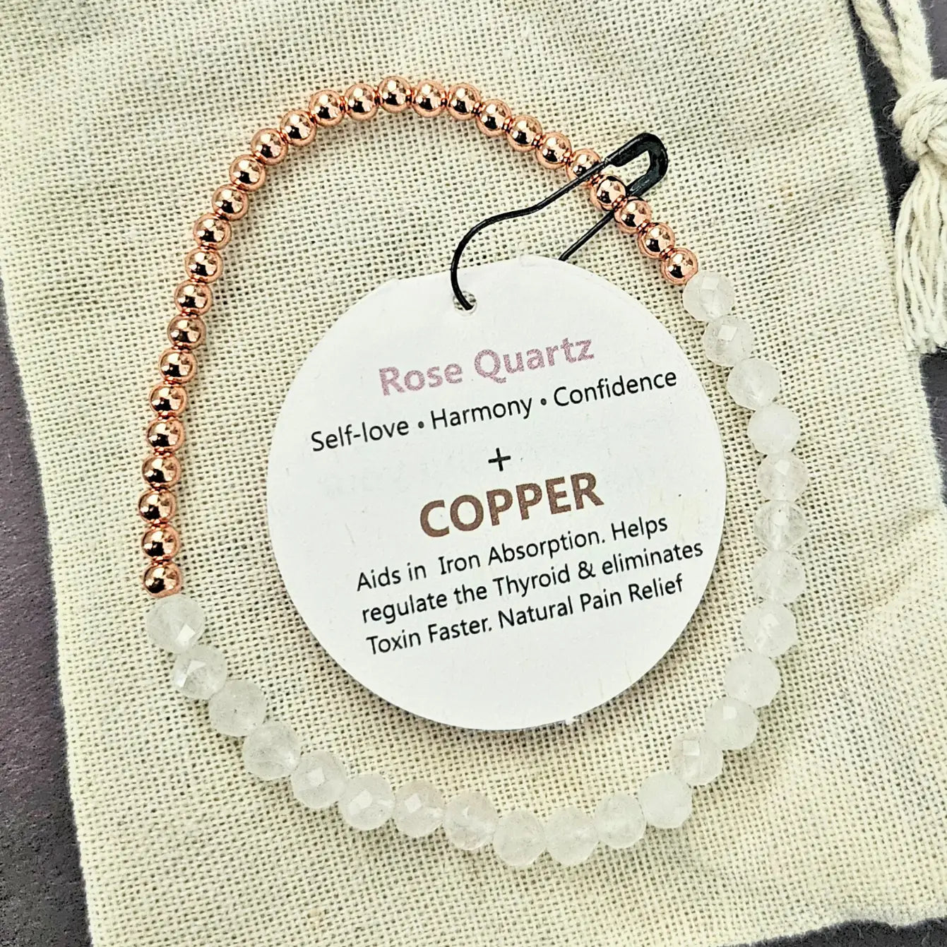 Dainty Copper Bead Gemstone Bracelet
