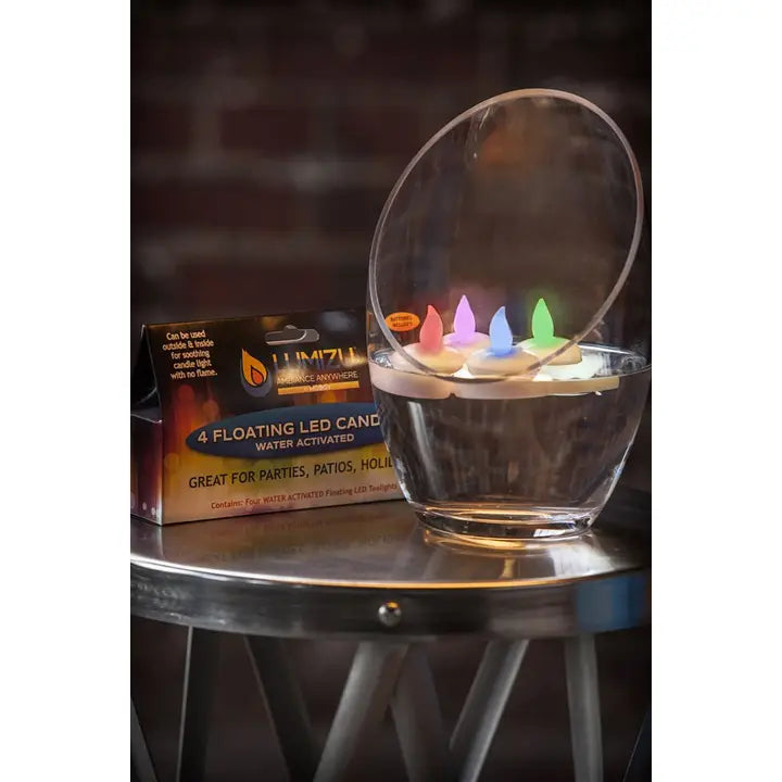 Water Activated LED Colored Candles 4pk