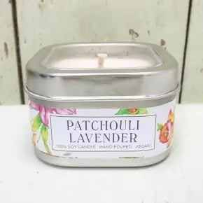 Patchouli Lavender Soy Candle in Large Tin