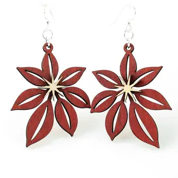 Poinsettia Wooden Earrings