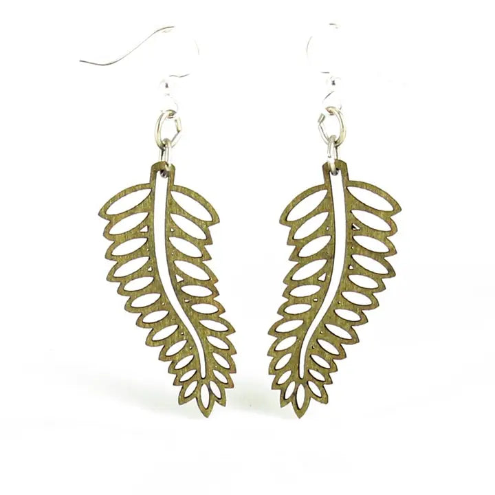 Wooden Earrings - Open Fern
