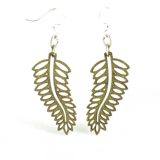 Wooden Earrings - Open Fern