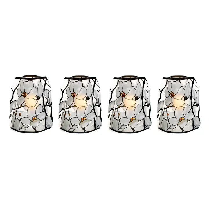 Tiffany Magnolia Window Expandable Luminaries 4pk
