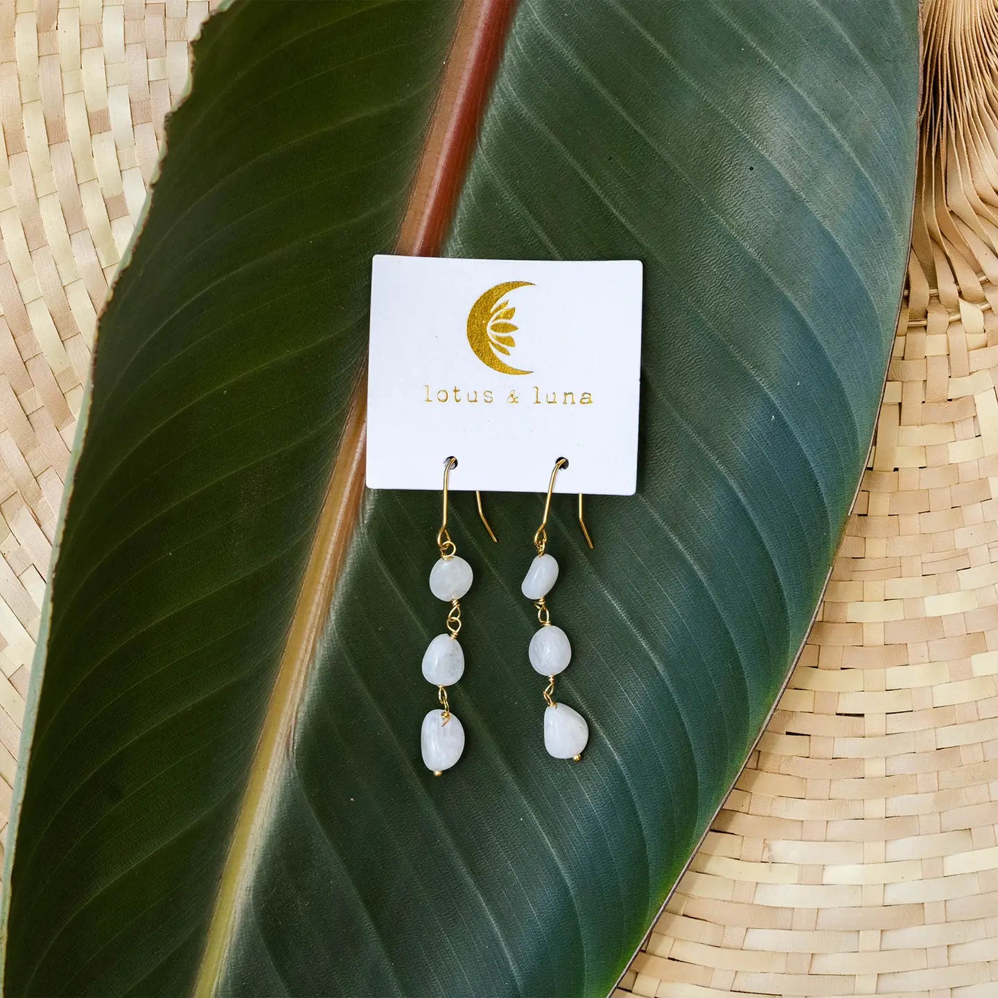 Moonstone Waterfall Earrings - Gold