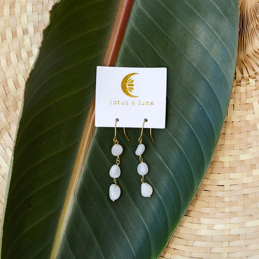 Moonstone Waterfall Earrings - Gold