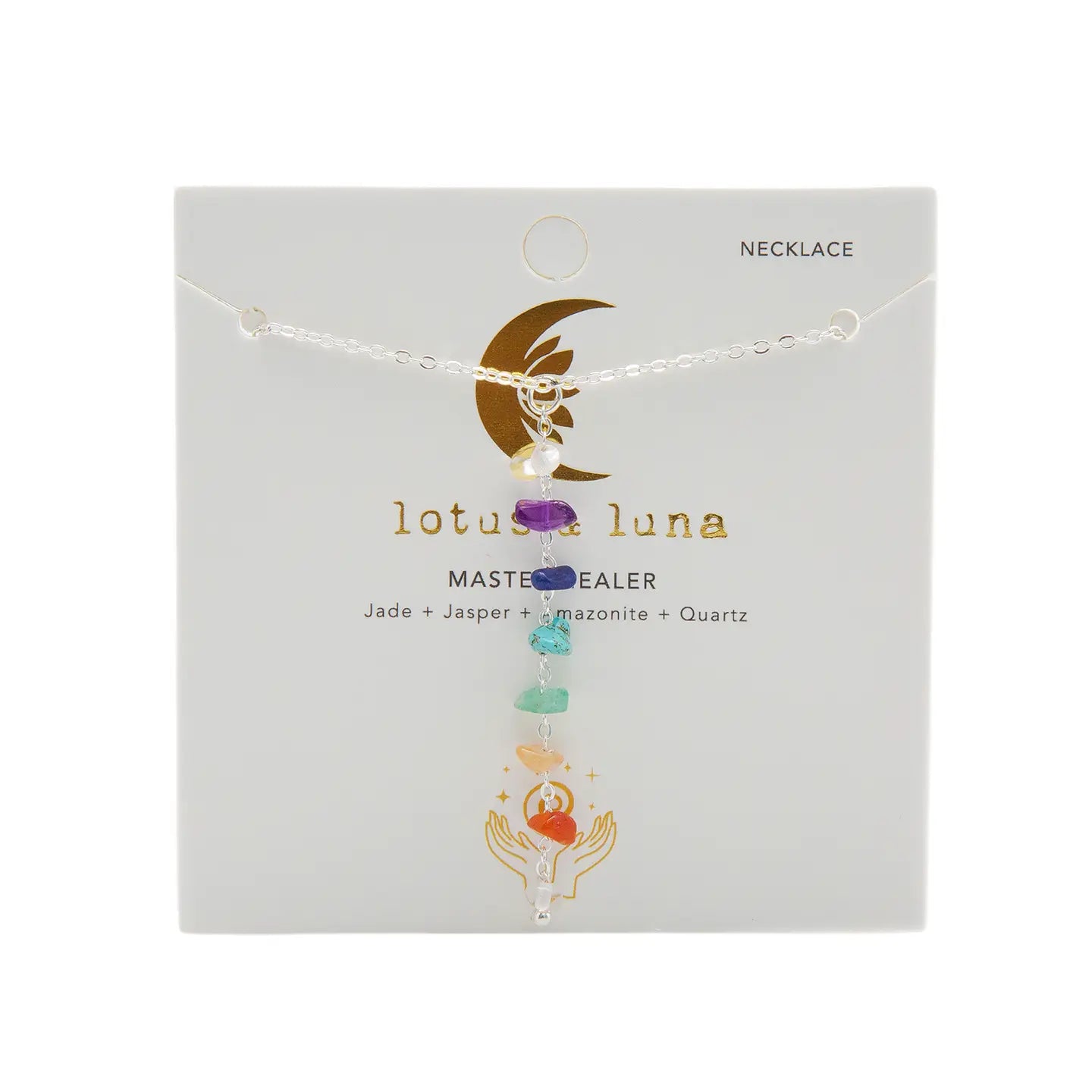 7 Chakras Healing Necklace - Silver