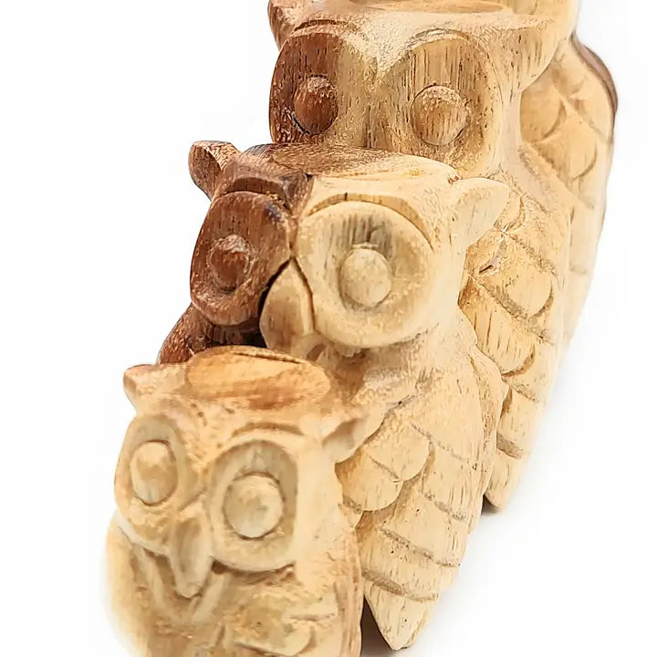 Natural Wooden Hooting Owl 5"