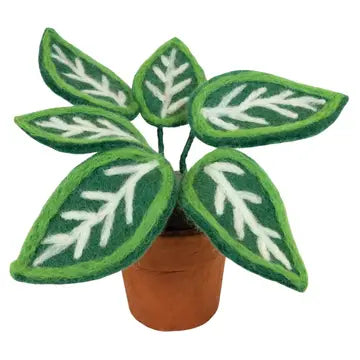 Felted Wool Zebra Potted Plant