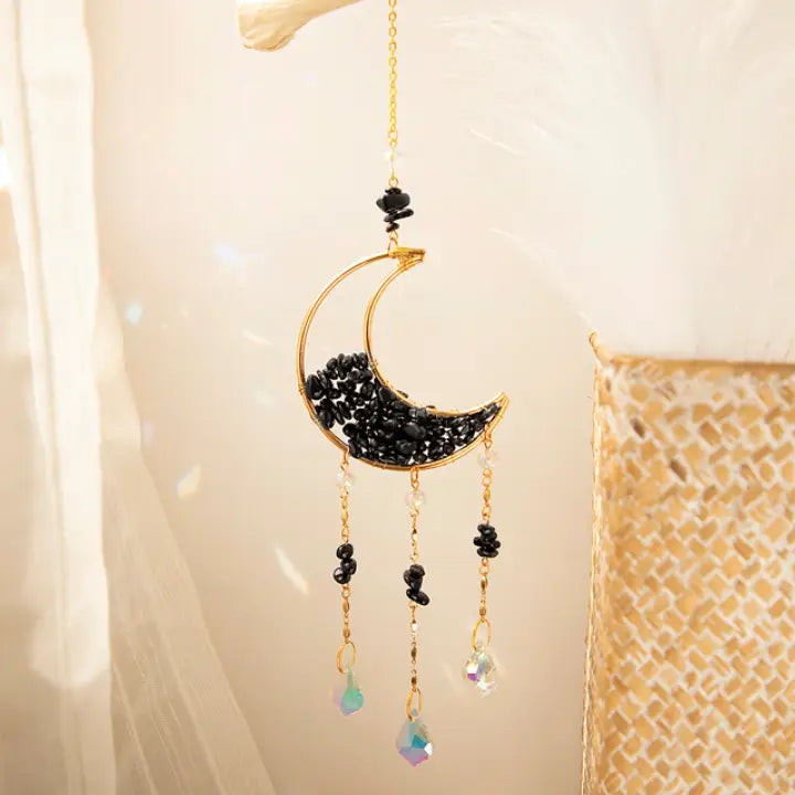 Moon Suncatcher Crystal Prism Black