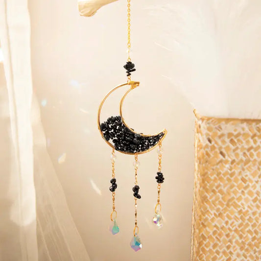 Moon Suncatcher Crystal Prism Black