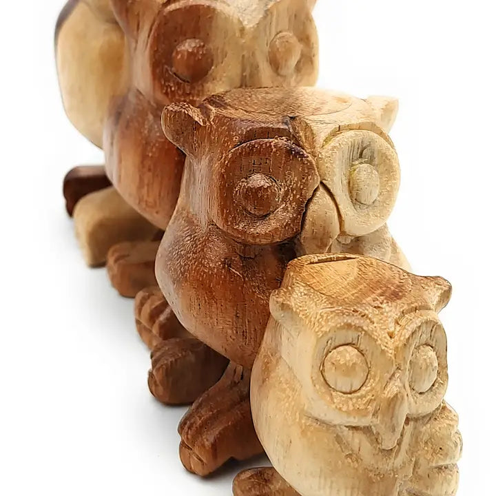 Natural Wooden Hooting Owl 5"