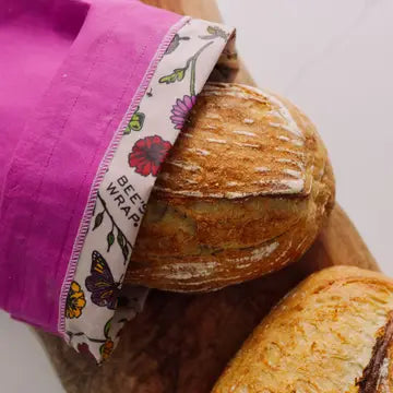 Bees Wrap Reusable Beeswax Lined Bread Bag Magenta