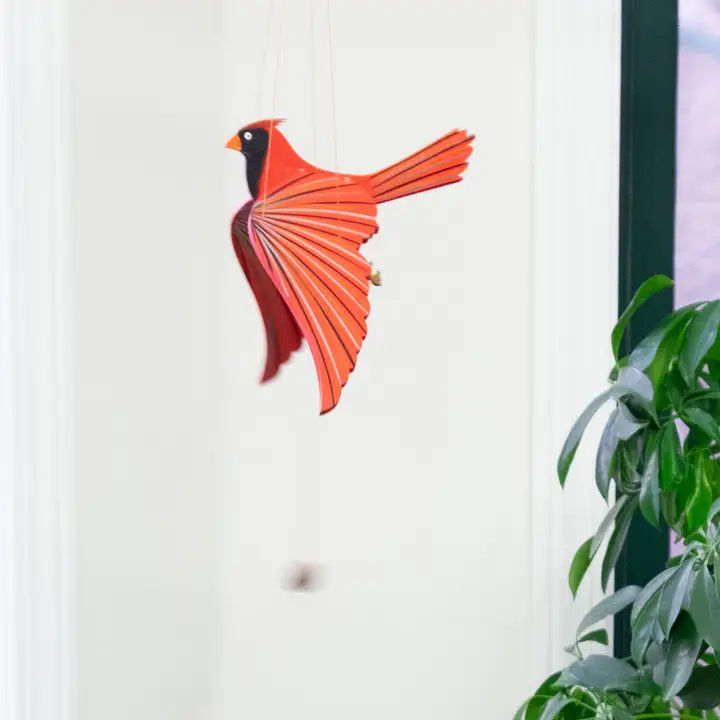 Cardinal Bird Flying Mobile