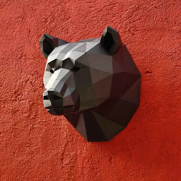 Papercraft Bear Head Wall Art 3D Origami
