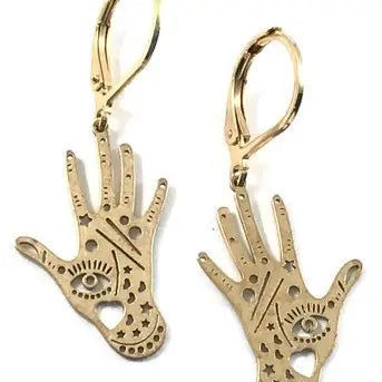 Brass Mystical Hand Earrings