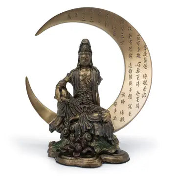 Kwan Yin on Moon Brass