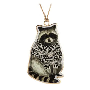 Raccoon in Sweater Ornament 4"