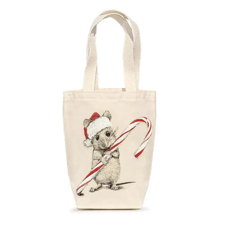 Santa Mouse with Candy Cane Gift Bag