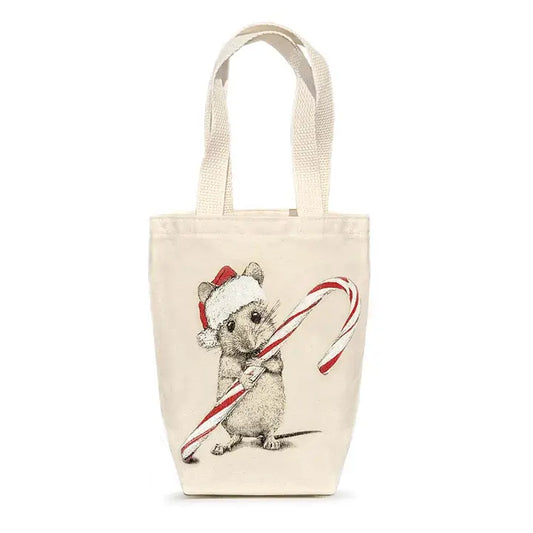 Santa Mouse with Candy Cane Gift Bag