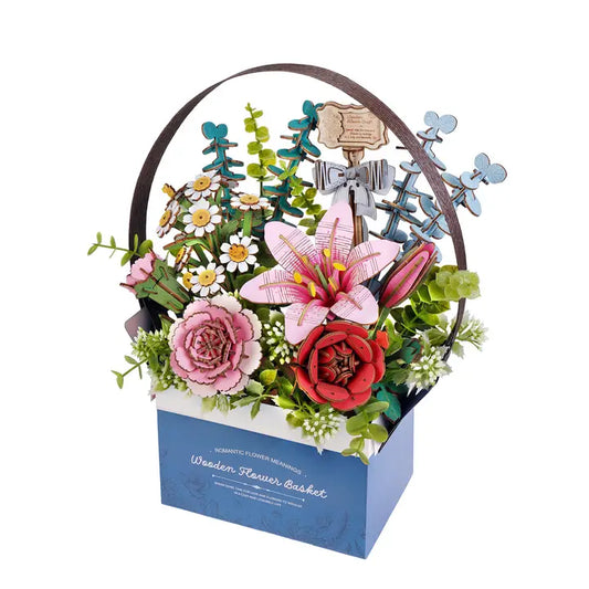 3D Flower Puzzle Wooden Basket