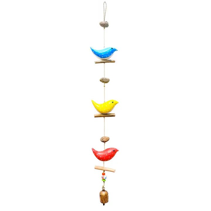 3 Dotted Wood Birds Chimes