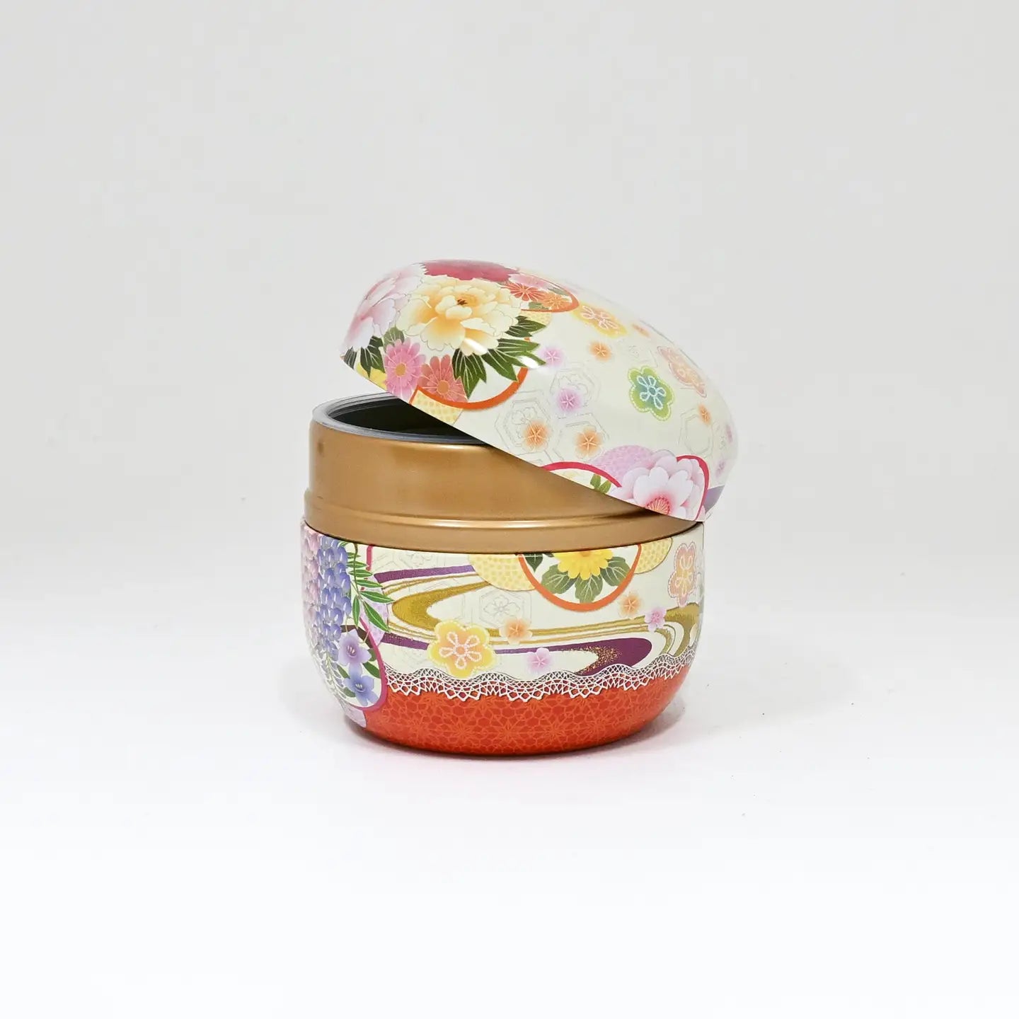Tea Leaves Container 3.5oz Floral Red JP