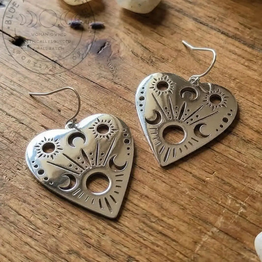 Mystical Planchette Stainless Steel Dangle Earrings
