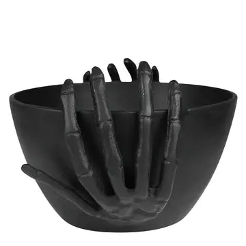 Bowl with Skeleton Hands Black
