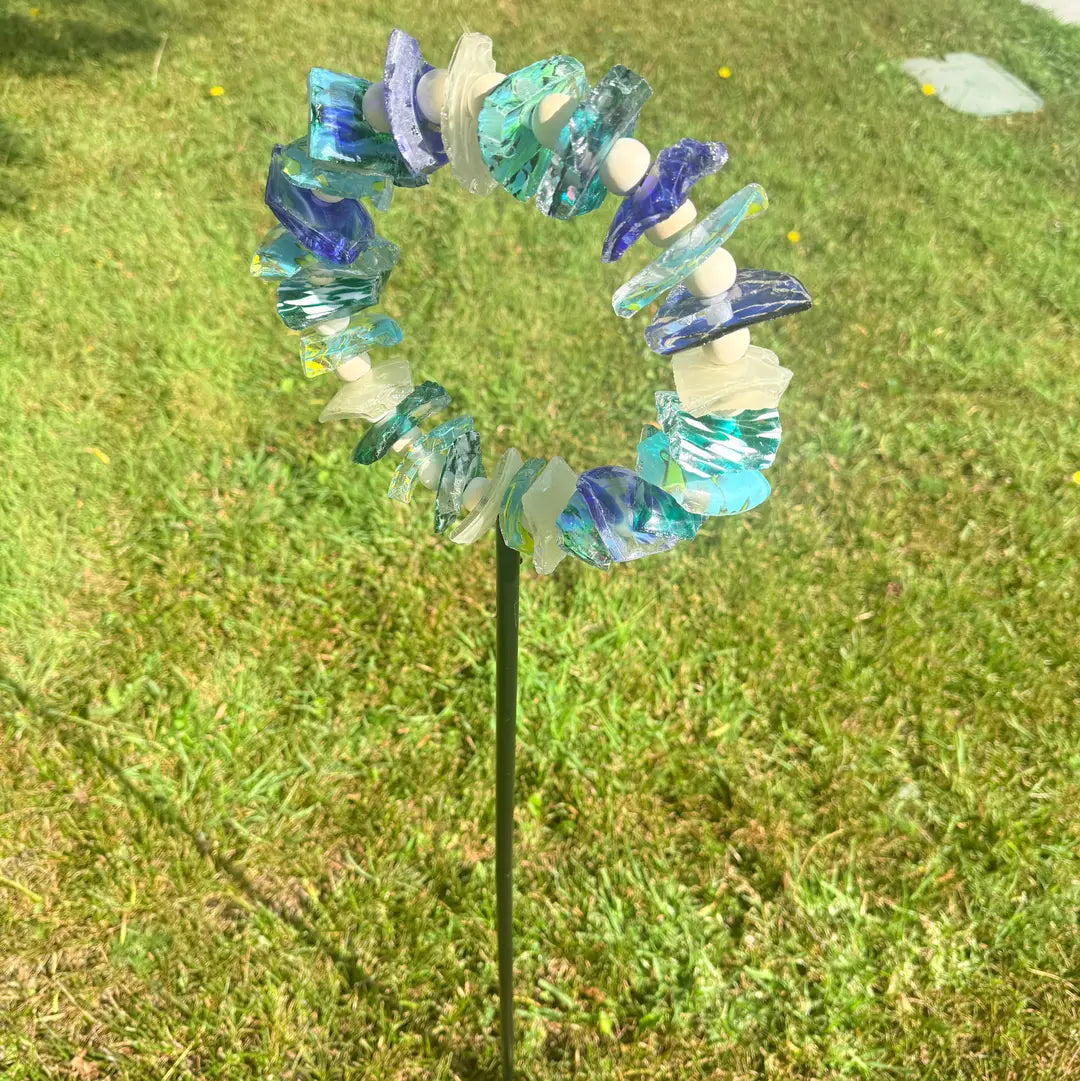 Round Recycled Art Glass Stake