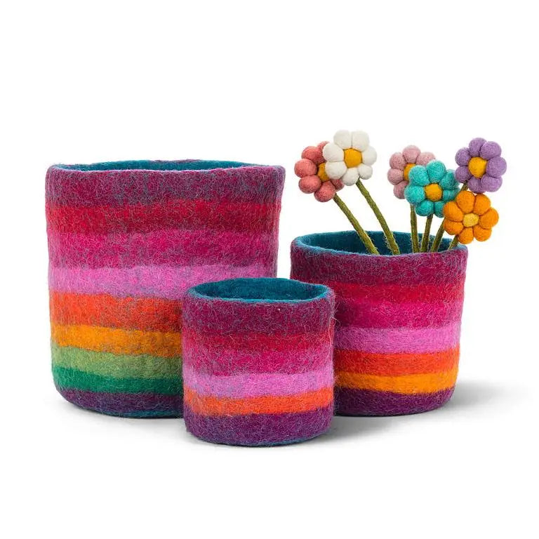 Rainbow Stripe Felt Pot