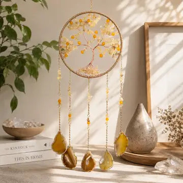 Fortune Citrine Tree of Life Crystal Suncatcher