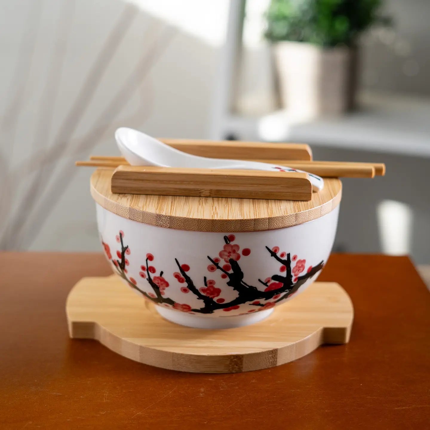 Ume Plum Blossoms Bowl with Chopsticks