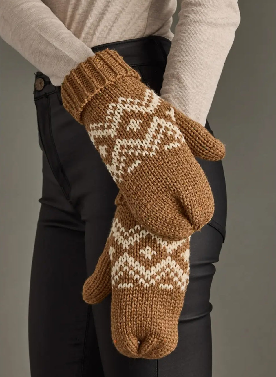 Brown & Speckled Patterned Mittens