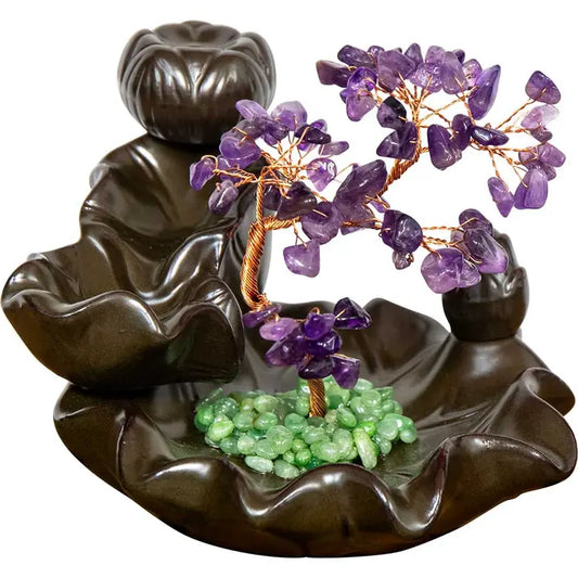 Backflow Incense Burner - Amethyst Gem Tree