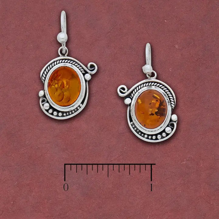 Oval Amber Earrings L262