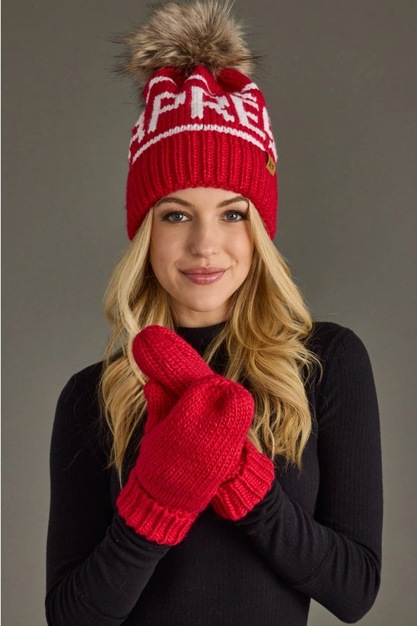 Red Cuffed Knit Mittens