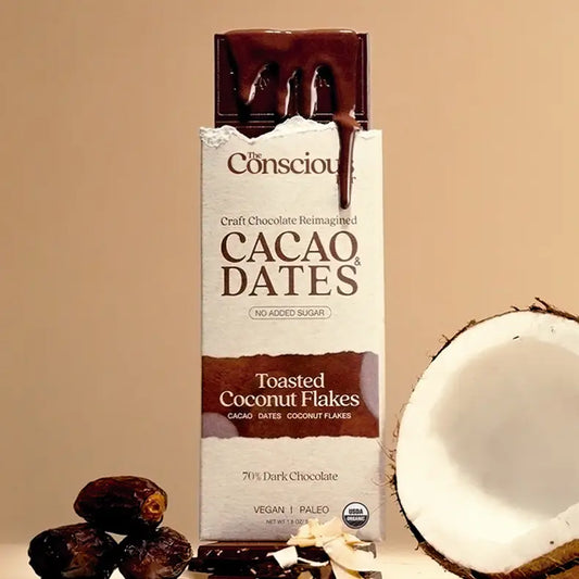 Date Sweetened Dark Chocolate Bar Toasted Coconut