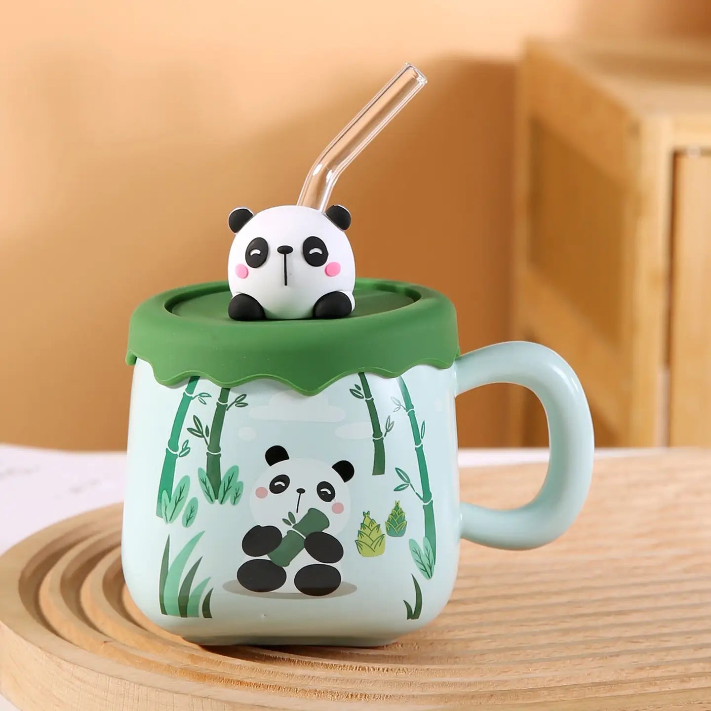 Cute Animal Mug w/ Lid + Straw
