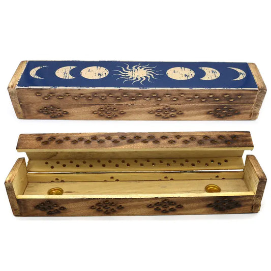 Celestial Phases Wooden Incense Box