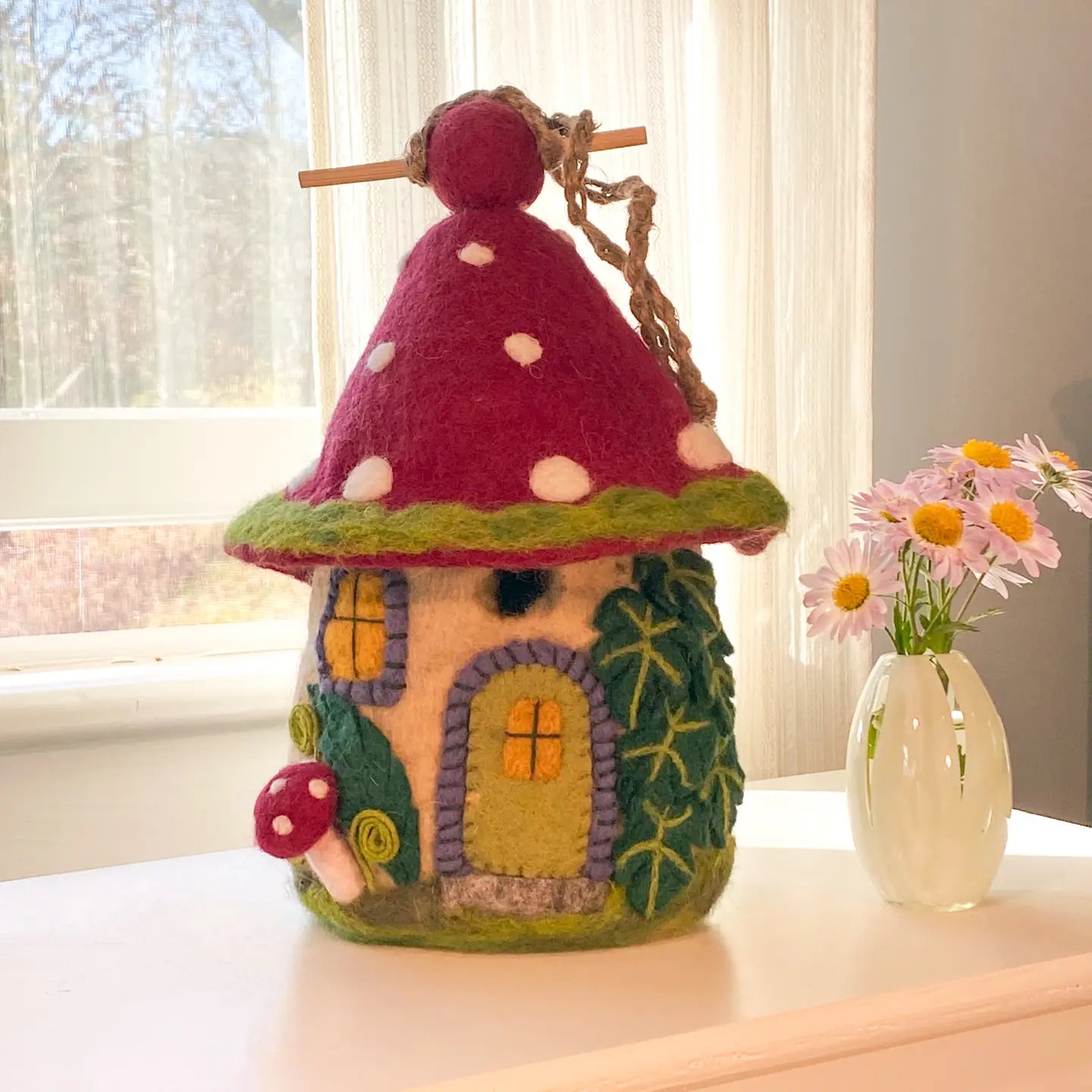 Felted Birdhouse Mossy Mushroom