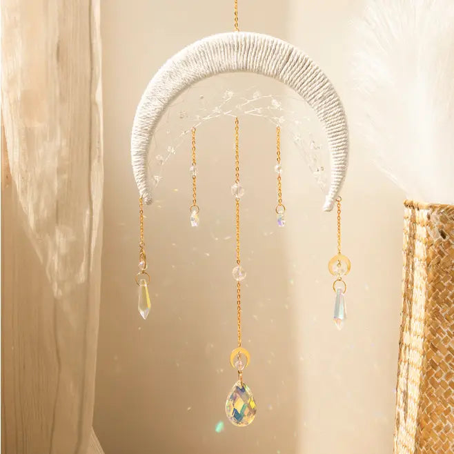 Woven Moon Crystal Prism Suncatcher