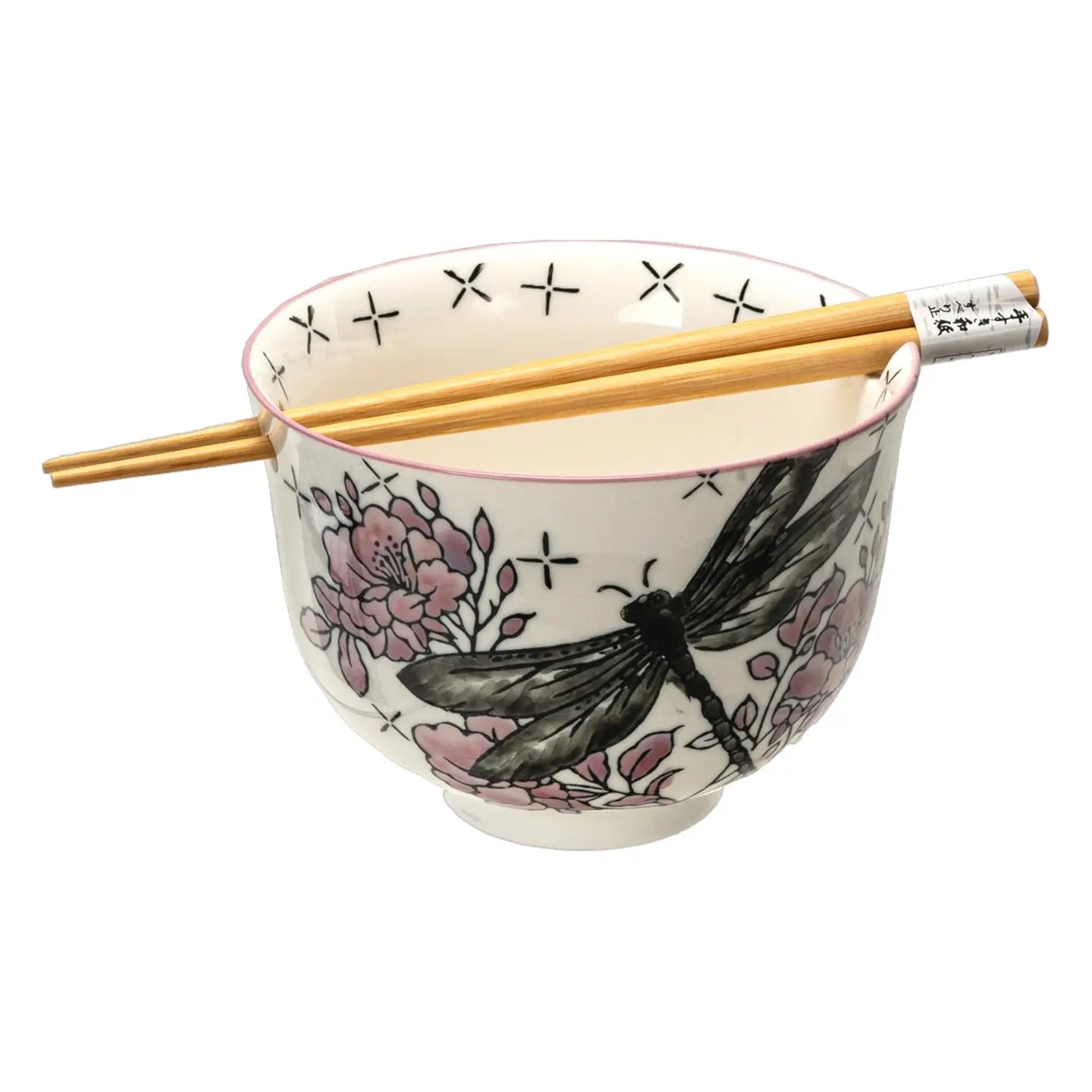 Dragonfly Design Donburi Bowl with Chopsticks Set